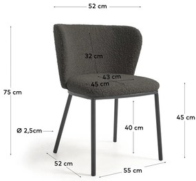 Fekete kárpitozott étkezőfotel Ciselia – Kave Home