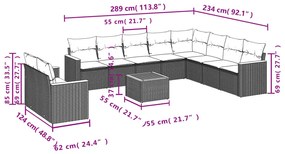 11 részes szürke polyrattan kerti ülőgarnitúra párnákkal