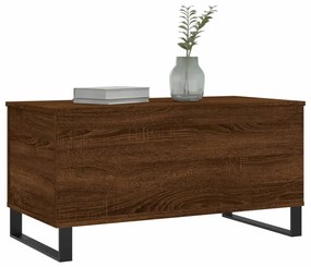 Barna tölgyszínű szerelt fa dohányzóasztal 90x44,5x45 cm