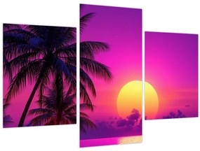 Kép - Lila naplemente pálmafával (90x60 cm)