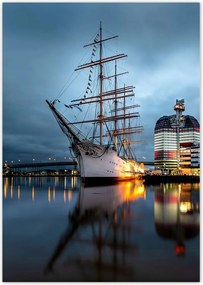 Poszterek A2 Pion Vitorláshajó a kikötőben éjszaka