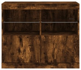 füstös tölgy színű tálalószekrény LED-ekkel 81 x 37 x 67 cm