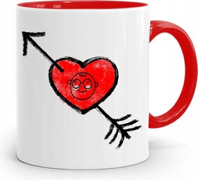 Piros Ajándék Bögre Fiúnak Love Szívecske nyomott mintával
