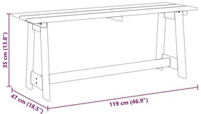 Kerti pad Barna 119 x 35 x 47 cm Tömör fenyőfa