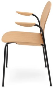 Natúr színű karfás-rakásolható étkezőszék szett 2 db-os tölgyfa dekorral Book – Gazzda