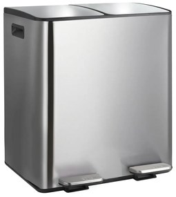 Matt ezüstszínű acél szelektív pedálos szemetes 2x20 l Aliya – Spirella