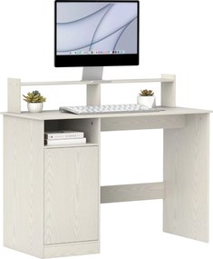 HOMCOM Modern Íróasztal Polccal Nyitott Rekeszes Ajtóval és Monitorállványal Tanuláshoz, Hálószobába, Otthoni Irodába 108x50x94 cm Krém | Aosom