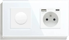 Klasszikus Mechanikus Fényerőszabályzó Forgó Kapcsoló Aljzat Usb A+c Qc 20W