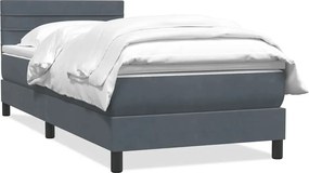 vidaXL sötétszürke bársony rugós ágy matraccal 90x210 cm