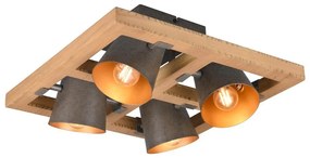 Sötétszürke-natúr színű mennyezeti lámpa fém búrával 39x39 cm Bell – Trio