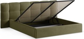 Zöld kárpitozott ágyneműtartós franciaágy ágyráccsal 200x200 cm Eric – Micadoni