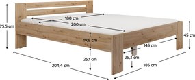 Ágy, 180x200, artisan tölgy, BASIS
