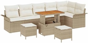 vidaXL Kerti Kanapé Szett párnával 9 pcs Bézs polirattan