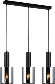 ITALUX PND-5581-3-BK-SG SARDO Többágú Függesztett Lámpa Fekete, Füstös E27 IP20