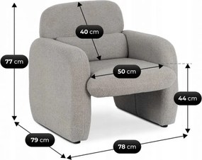 Pihenőfotel szürke színben, bouclé kárpittal TOGO