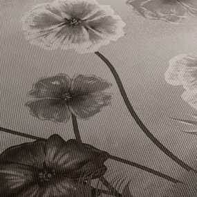 Kép - Rajzolt virágok (órával) (90x30 cm)