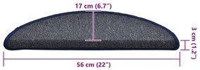 30 db sötétszürke és kék félkör alakú lépcsőszőnyeg 56 x 17 x 3 cm