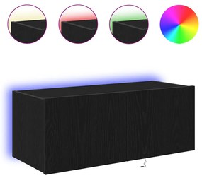 LED világítással ellátott TV faliszekrény Fekete tölgy 80x35x31 cm