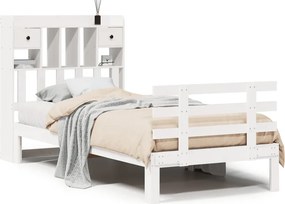 vidaXL fehér tömör fenyőfa könyvespolcos ágy matrac nélkül 90 x 200 cm