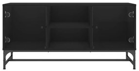 fekete TV-szekrény üvegajtókkal 102 x 37 x 50 cm