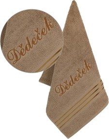 Bellatex Nagyapa frottír törölköző hímzésselbarna, 50 x 100 cm