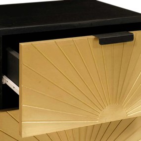 Éjjeli asztal fiókkal 2 pcs Fekete és Arany 40 x 33.5 x 46 cm