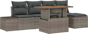 vidaXL Kerti Kanapé Szett tárolóval 6 pcs Szürke Poli rattan