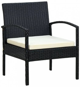 Fekete polyrattan kerti szék párnával