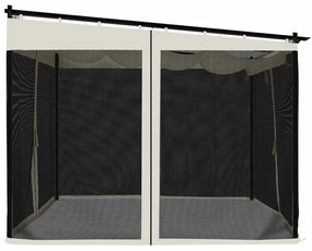 krémszínű acél pavilon hálós oldalakkal 3 x 3 m