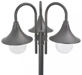 bronzszínű 3-égős alumínium kerti állólámpa, E27, 220 cm