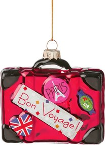 HANG ON üveg karácsonyfadísz Bon Voyage bőrönd