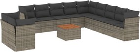 vidaXL 12 részes szürke polyrattan kerti ülőgarnitúra párnákkal