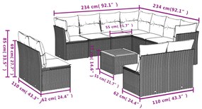 12 részes szürke polyrattan kerti ülőgarnitúra párnákkal