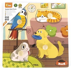 Gyermek fa puzzle Viga Háziállatok 4 db
