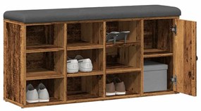 antik fa szerelt fa cipőtároló pad 102x32x50 cm