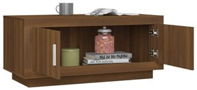 Barna tölgyszínű szerelt fa dohányzóasztal 102 x 50 x 45 cm