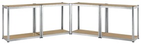Juskys 2 db polcból álló készlet - 160x80x40 cm - ezüst