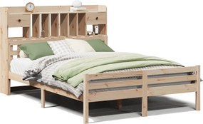 vidaXL tömör fenyőfa könyvespolcos ágy matrac nélkül 140 x 190 cm