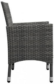 3 részes szürke polyrattan és akácfa bisztrószett