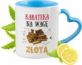 Kék Bögre Szív Alakú Füllel Karatésoknak Ideális Ajándék