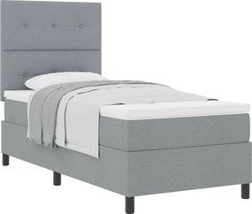 vidaXL Boxrugós ágy matracmal Világosszürke 90 x 190 cm szövet