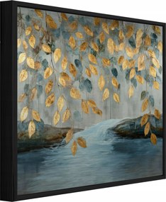 Vászonkép Fekete Keretben Fém Absztrakt Levelek Nappali Hálószoba 30x30