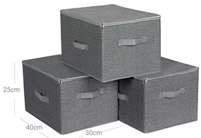 SongmicsHome ELVIS tárolódobozok, 3 db, 40x30x25cm, szürke
