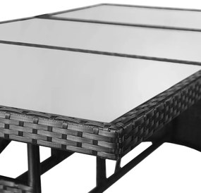 fekete polyrattan kerti asztal 170 x 80 x 74 cm