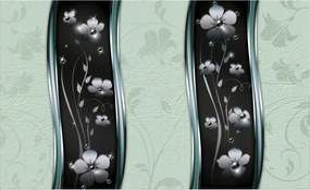 Tapéta Virágok Metál Dísz 300x210 Elegáns Modern Dekoráció +ragasztó