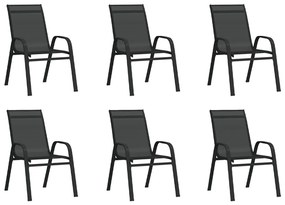 vidaXL 6 db fekete textilén rakásolható kerti szék