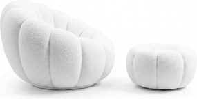 Design fotel BLOOM lábtartóval, fehér