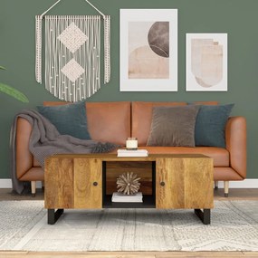 Tömör mangófa és szerelt fa dohányzóasztal 100 x 54 x 40 cm