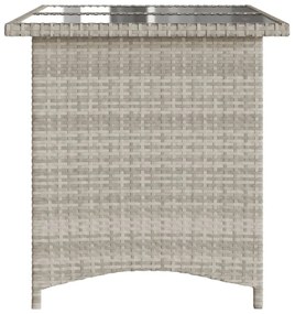 szürke polyrattan üveglapos kerti asztal 110x68x70 cm