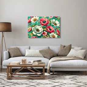 Kép - Virágok kék háttéren (90x60 cm)
